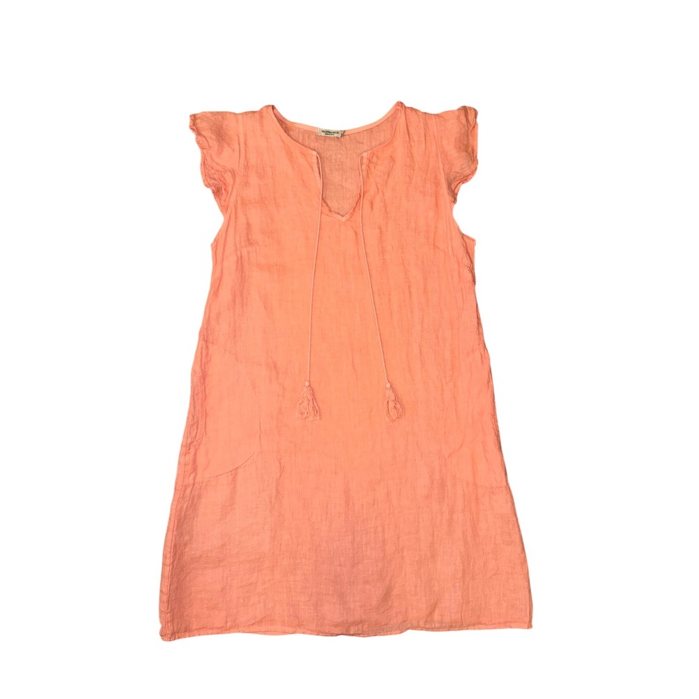 Valentina Naldi Linen Shift Dress Womens‎ Size M Coral Orange Made in Italy
